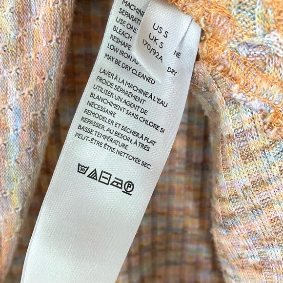 Free People Happy Day Boho Knit Puff Sleeve Sweater Blouse Marled Orange Small - Picture 9 of 15